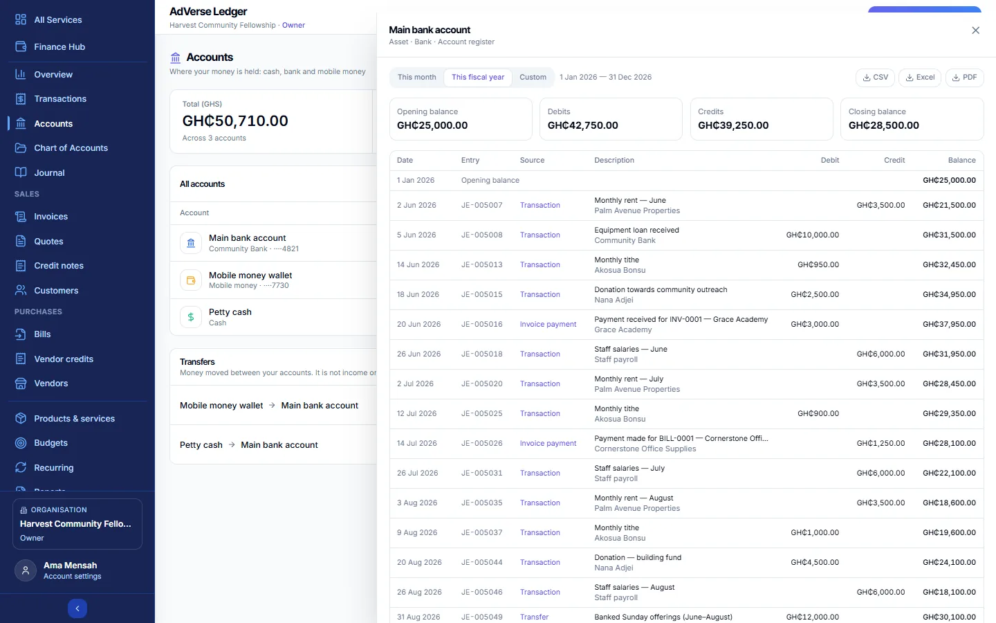 An account register